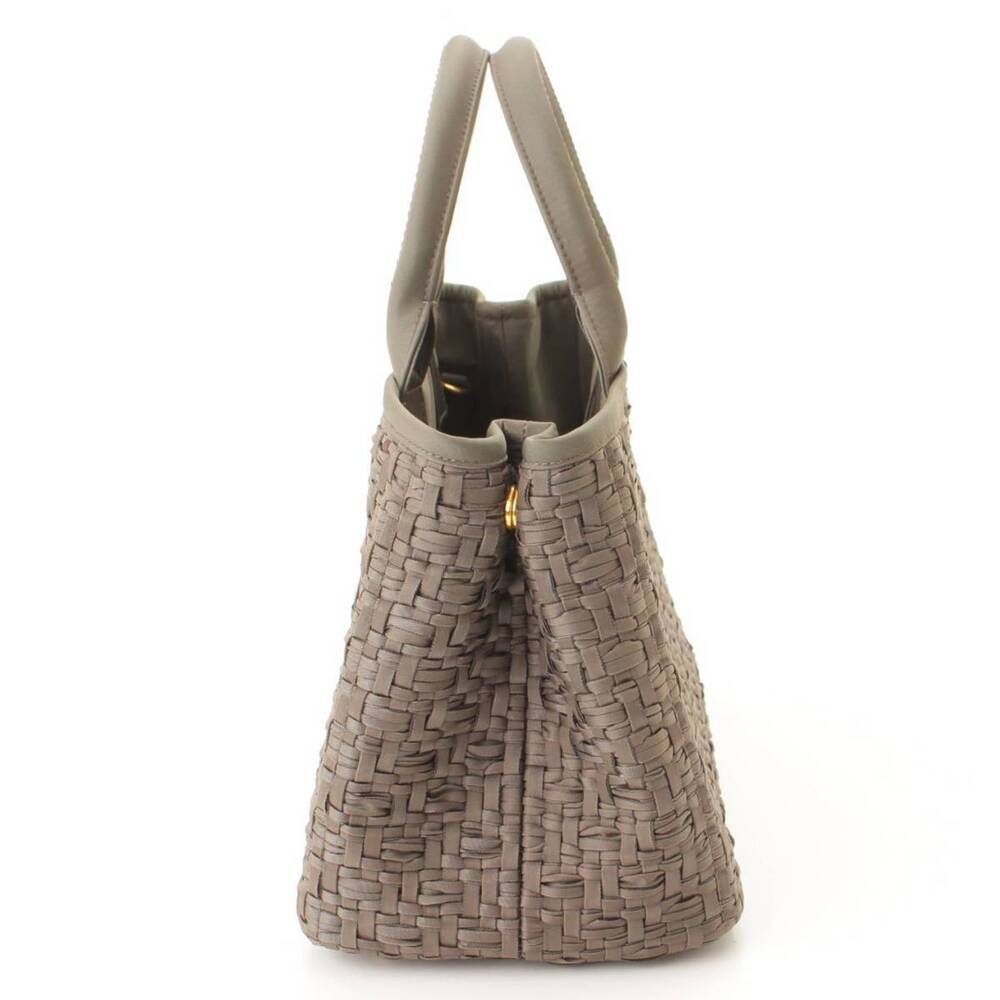 Prada TESSUTO INTRECC CANAPA Woven Tote Bag Khaki Green - Picture 3 of 8